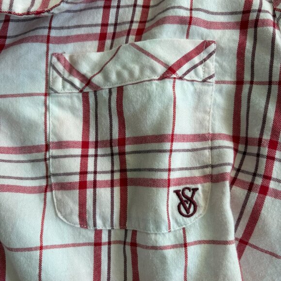 Victoria's Secret Women's Flannel Long Pajama Set Pink, Off White Plaid Size XL - Picture 3 of 7